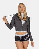 Charcoal Ladies Zip - Crop Hoodie