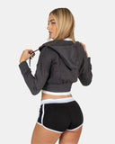 Charcoal Ladies Zip - Crop Hoodie