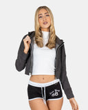 Charcoal Ladies Zip - Crop Hoodie