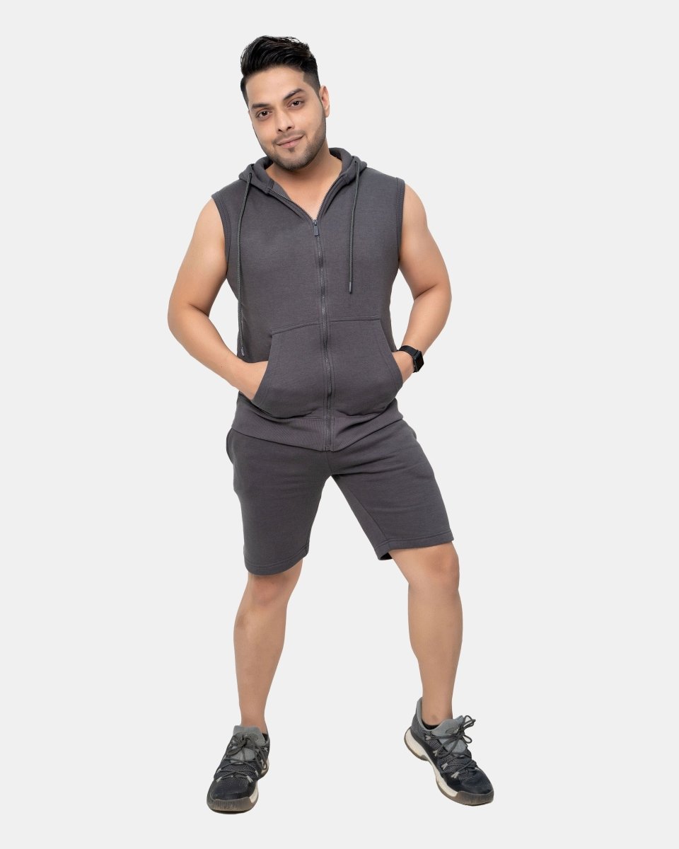 Charcoal Mens S - Less Short Tracksuit Set