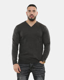 Charcoal V - Neck Plain Pullover Jumper