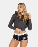Charcoal Women's Plain Long - Sleeve Hoodie