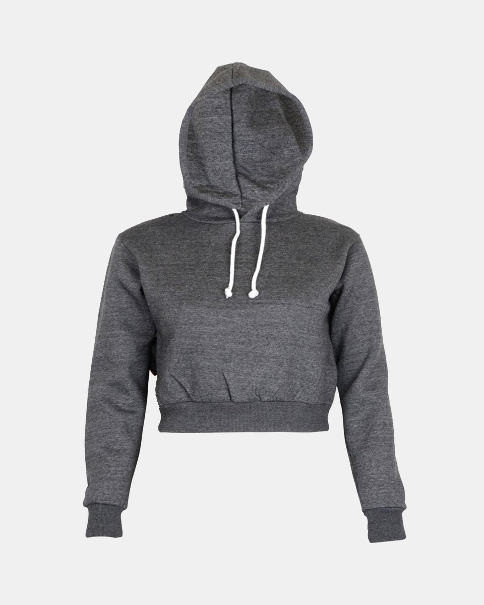 Charcoal Women's Plain Long - Sleeve Hoodie