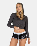 Charcoal Women's Plain Long - Sleeve Hoodie