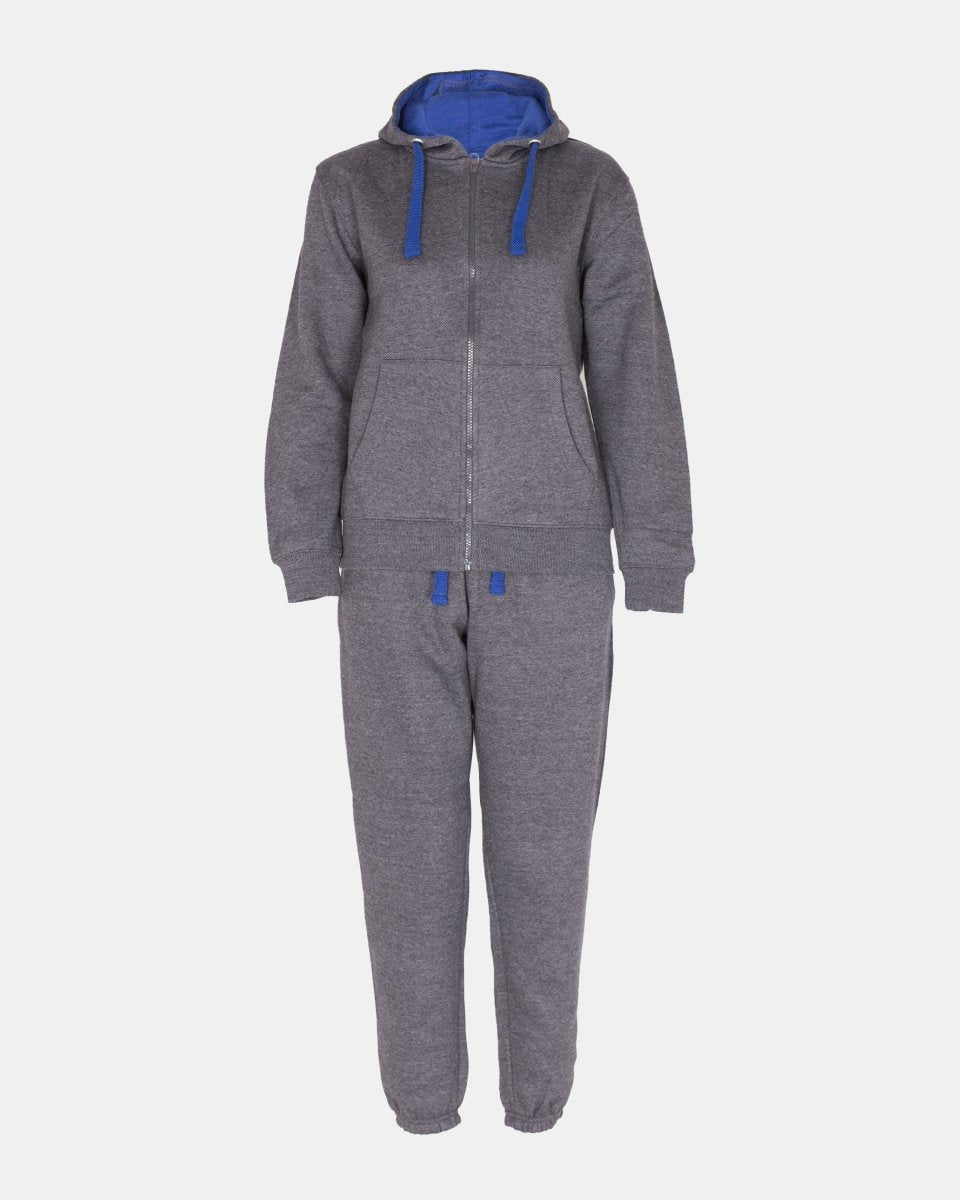 Charcoal/Blue Contrast Fleece Tracksuit