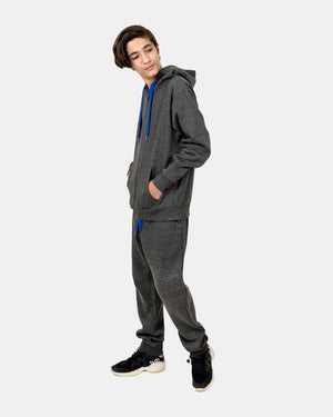 Charcoal/Blue Contrast Fleece Tracksuit