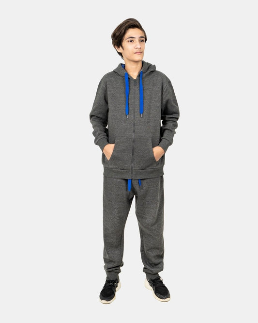 Charcoal/Blue Contrast Fleece Tracksuit