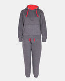 Charcoal/Red Contrast Fleece Tracksuit
