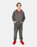 Charcoal/Red Contrast Fleece Tracksuit