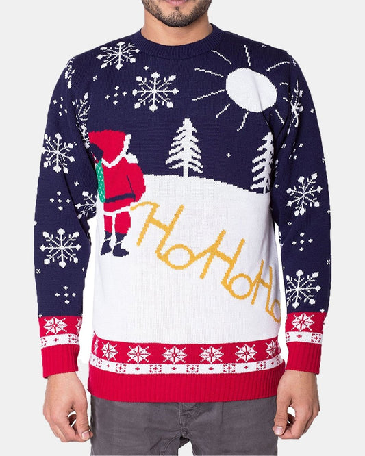 Cream Ho Ho Santa Printed Jumper