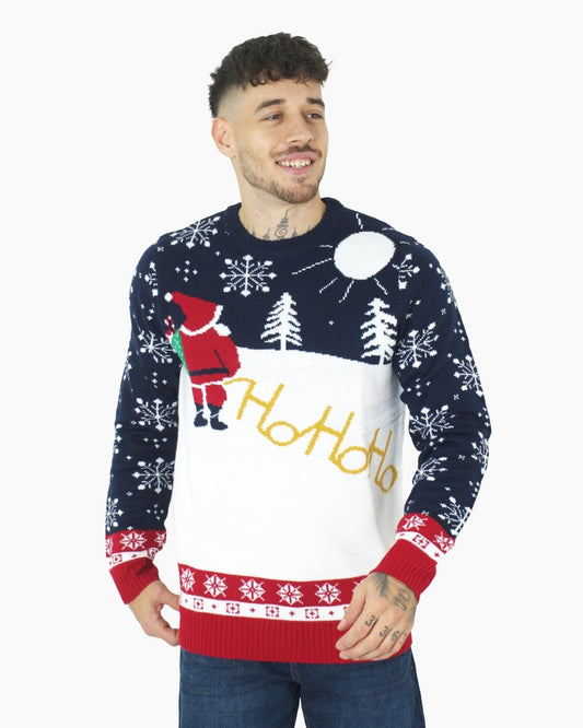 Cream Ho Ho Santa Printed Jumper