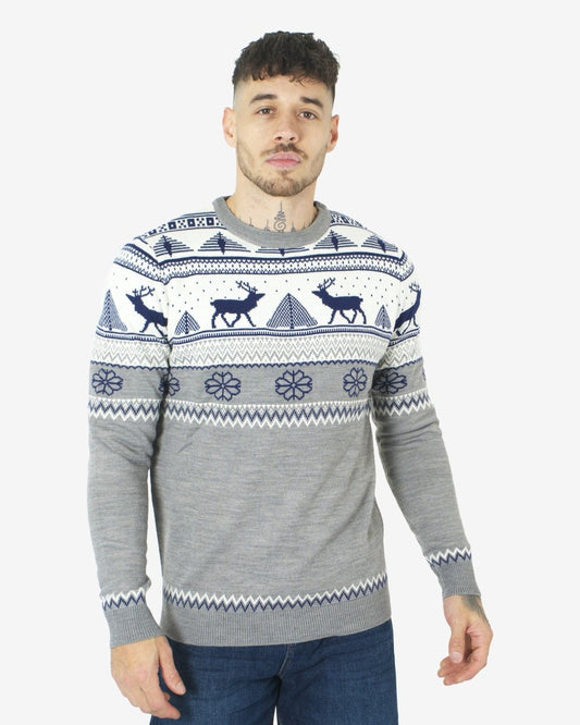 Cream Moose Knitted Men’s Xmas Jumper