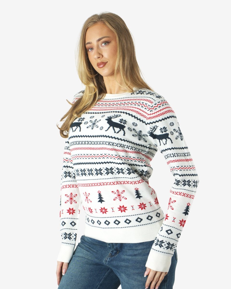 Cream Xmas Tree Crewneck Womens Sweatshirt