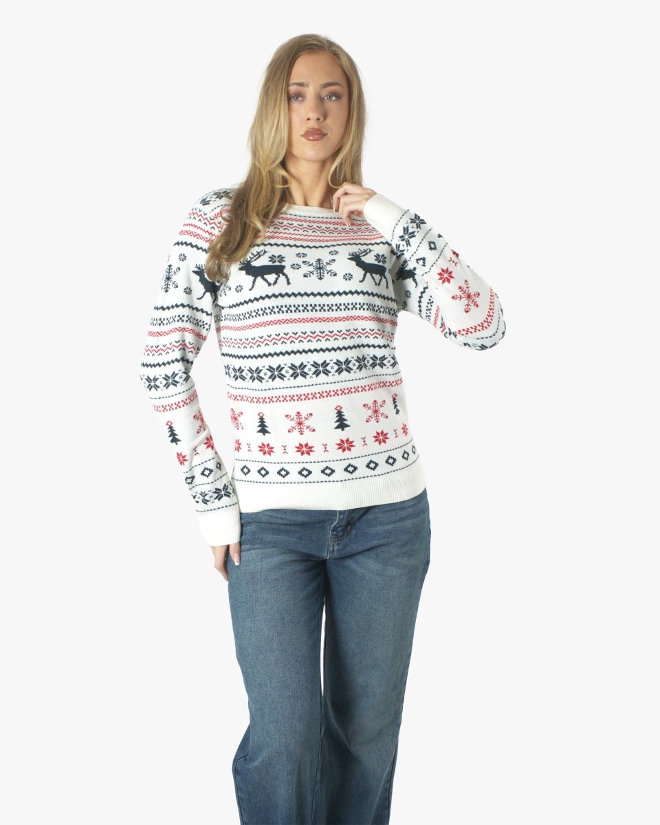 Cream Xmas Tree Crewneck Womens Sweatshirt