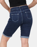 D - Blue Denim Stretchy Bermuda Shorts