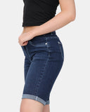 D - Blue Denim Stretchy Bermuda Shorts
