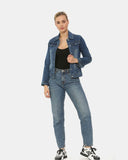 Dark Blue Washed Detail Denim Jacket