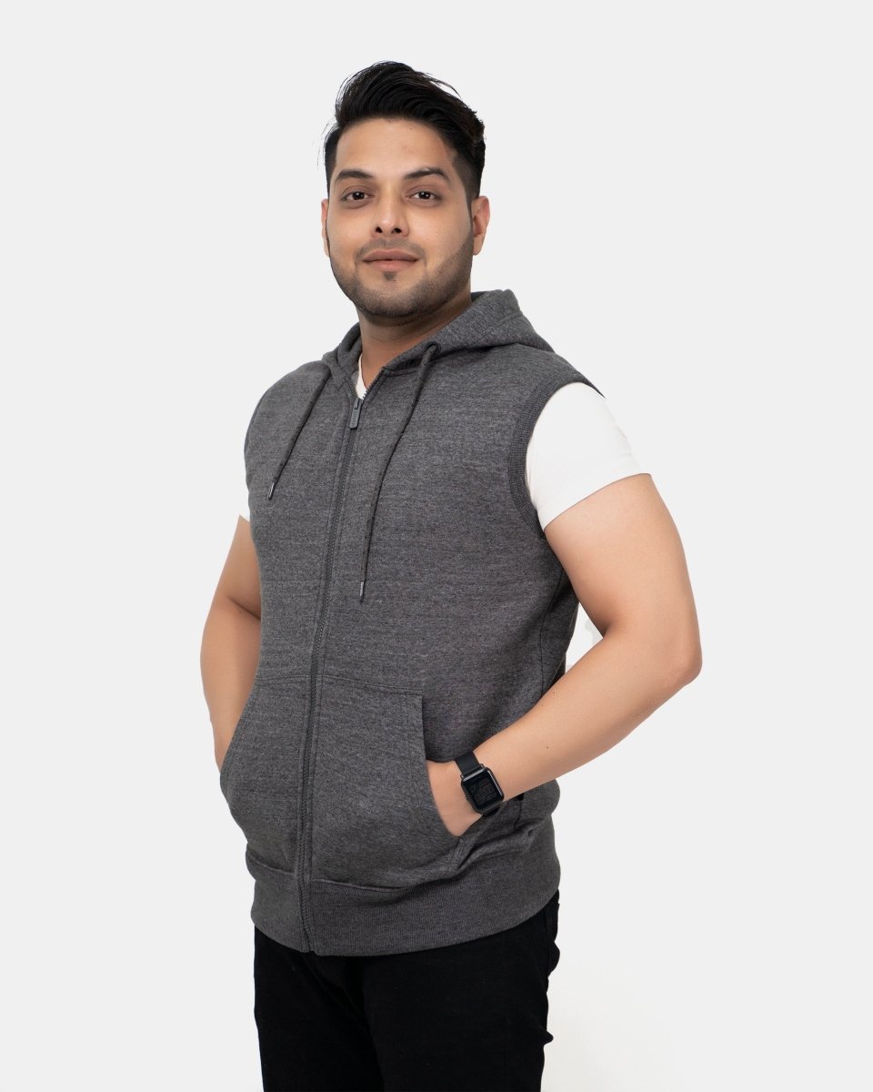 Dark Grey Casual Zip - Up Men's Hoodie