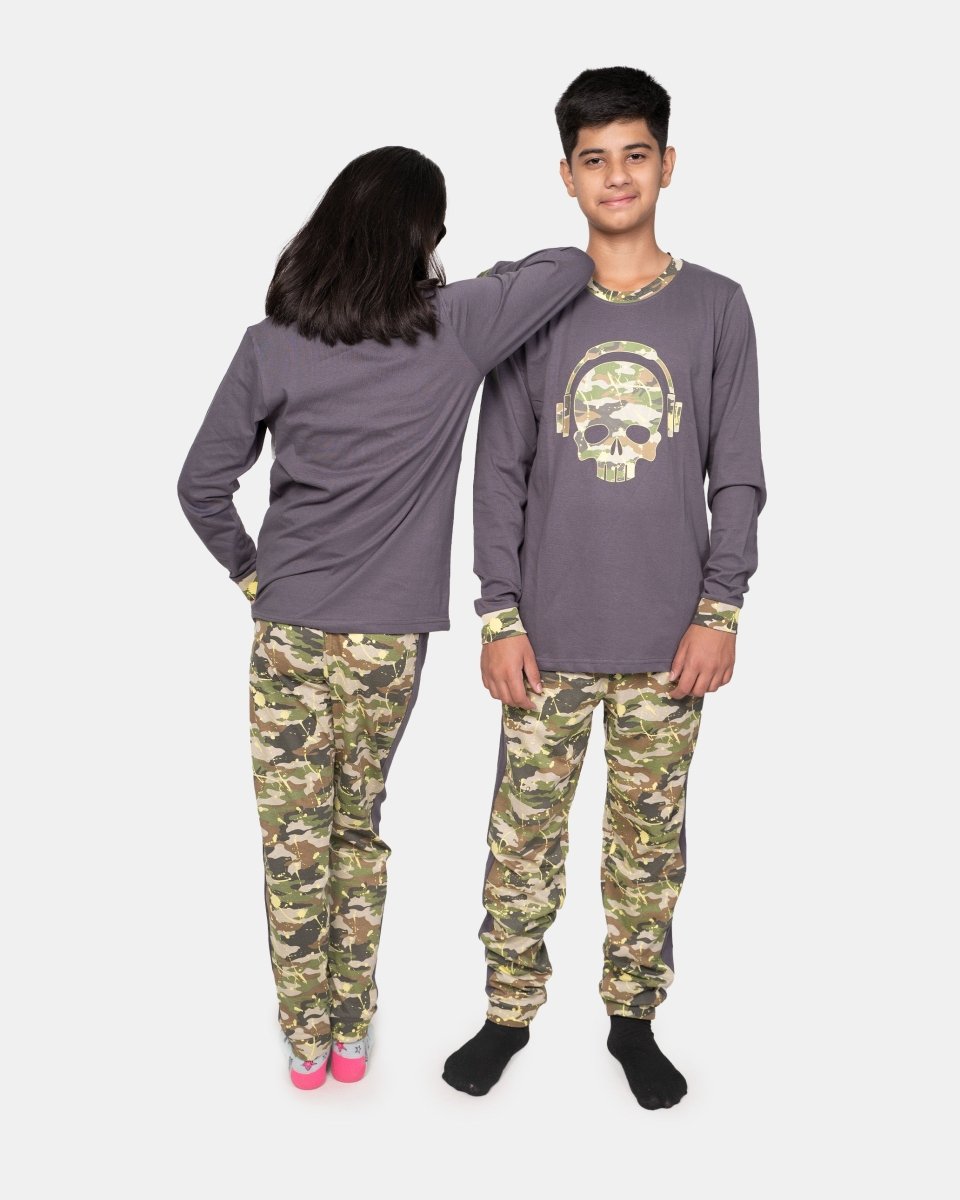 Dark Grey Kids Nightwear Cotton Pajamas