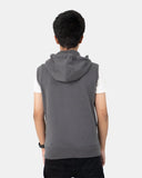 Dark Grey Kid's Sleeveless Casual Hoodie