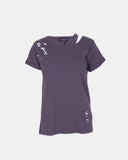 Dark Grey Ripped Holes Rounded Neck T-Shirt