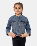 Denim Blue Collarless Kids Jacket