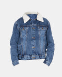 Denim Blue Detachable Sherpa Collar Kids Jacket