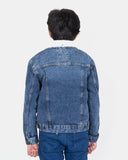 Denim Blue Detachable Sherpa Collar Kids Jacket