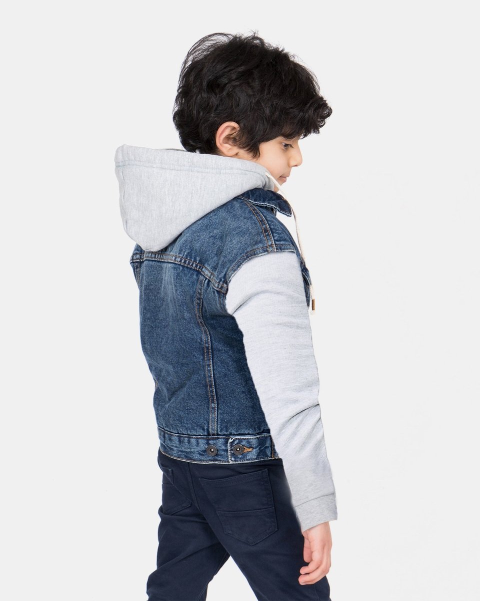 Denim Blue Long Fleece Sleeves Jacket