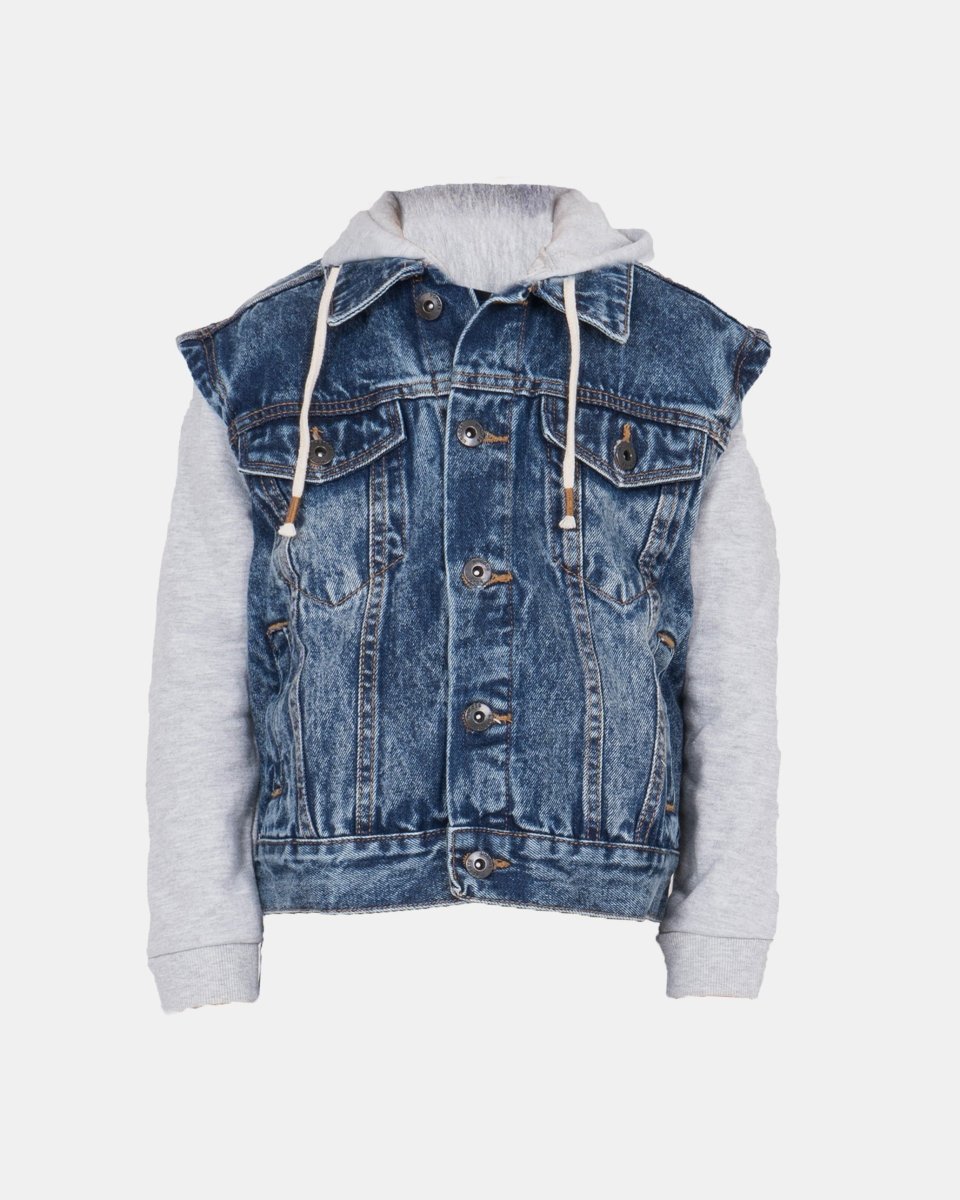 Denim Blue Long Fleece Sleeves Jacket