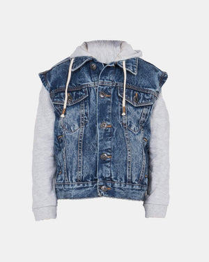 Denim Blue Long Fleece Sleeves Jacket