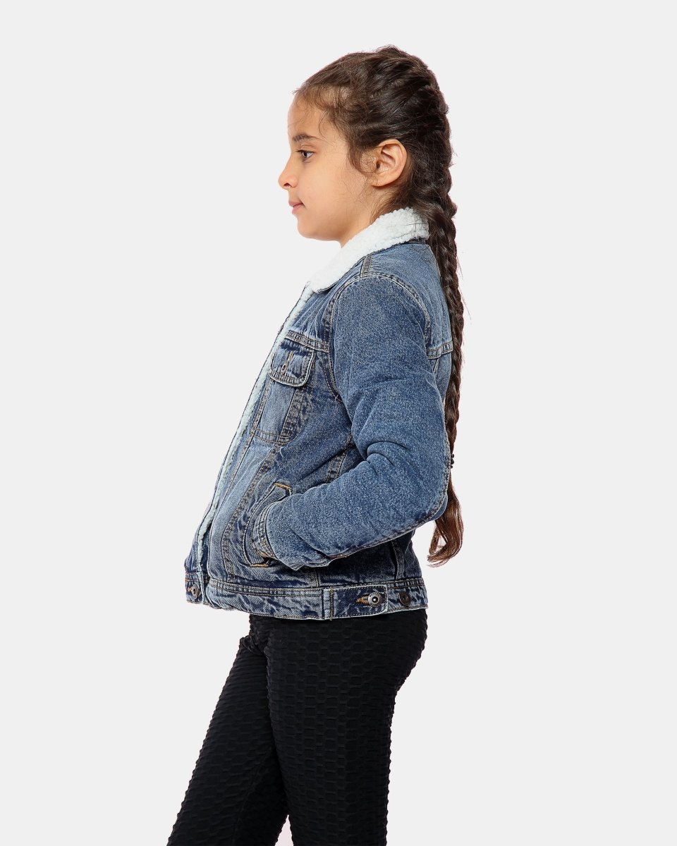 Denim Blue Sherpa Lined Kids Jacket