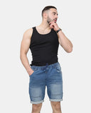 Denim Blue Shorts With Drawstring (Multi - Pockets)