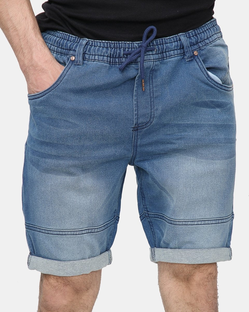 Denim Blue Shorts With Drawstring (Multi - Pockets)
