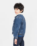 Denim Blue Trucker Long Sherpa Lined Jacket