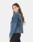Denim Blue Womens Casual Biker Jacket