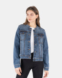 Denim Blue Womens Casual Biker Jacket