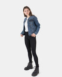 Denim Blue Womens Casual Biker Jacket