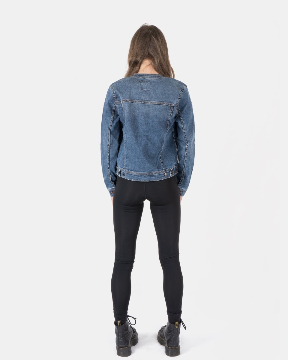 Denim Blue Womens Casual Biker Jacket