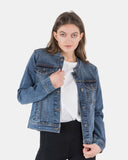 Denim Blue Womens Casual Biker Jacket
