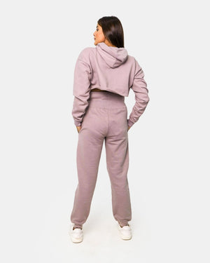Dusky Pink Womens Crop Top Hoodie