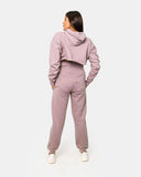 Dusky Pink Womens Crop Top Hoodie