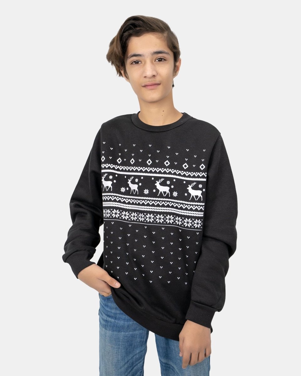 Fairisle Black Kids Christmas Jumper