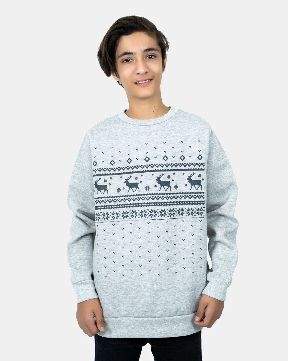Fairisle Grey Kids Christmas Jumper