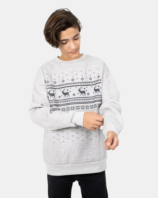 Fairisle Grey Kids Christmas Jumper