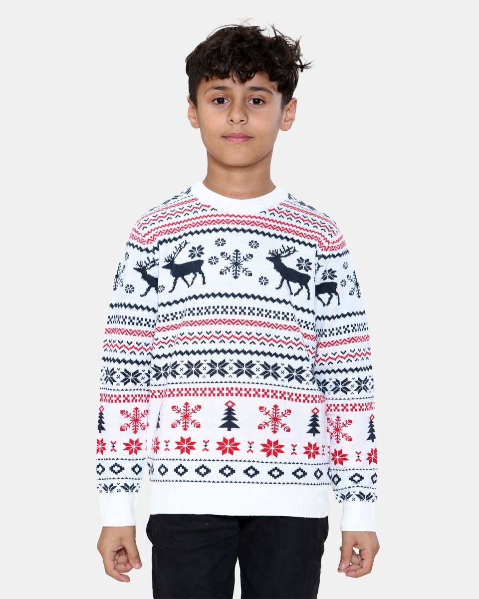 Fairisle Reindeer Cream Kids Xmas Jumper