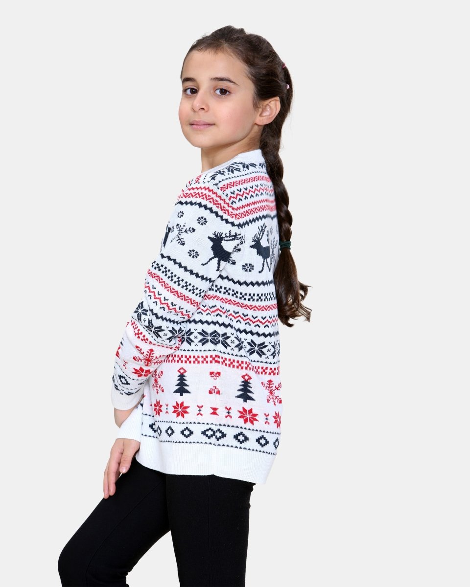 Fairisle Reindeer Cream Kids Xmas Jumper