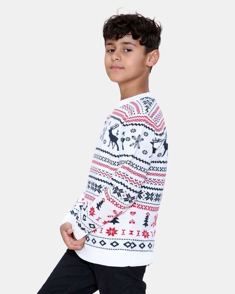 Fairisle Reindeer Cream Kids Xmas Jumper