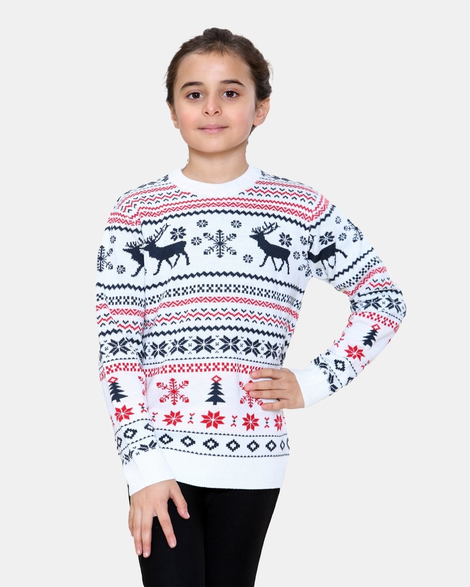 Fairisle Reindeer Cream Kids Xmas Jumper