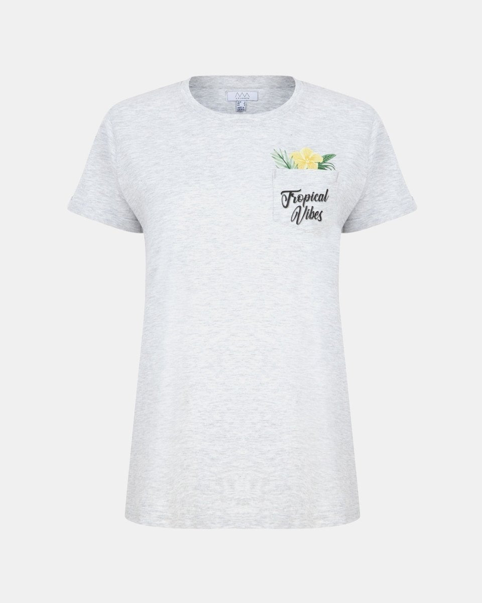 Floral Grey Womens Tropical Vibes T-Shirt